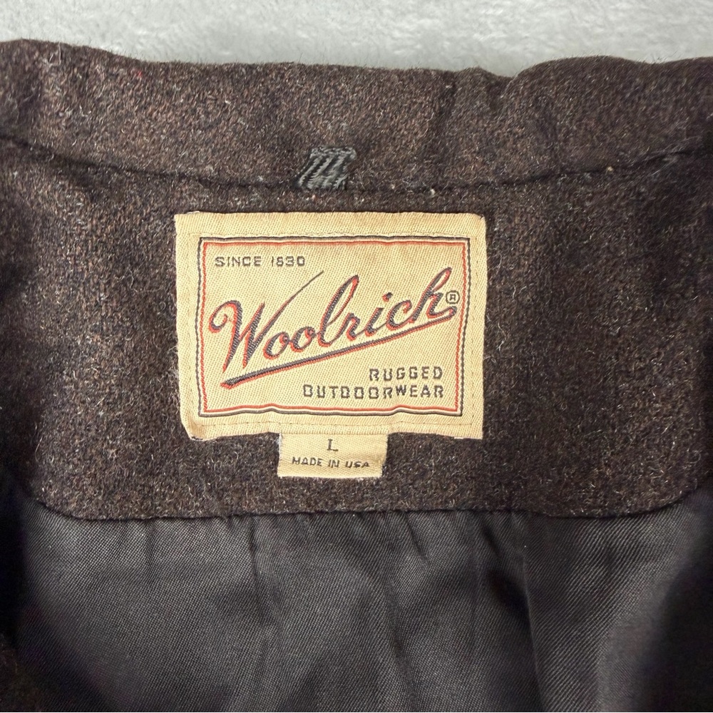 VTG 90s Woolrich Brown Wool Chore Coat Hunting Field Jacket Women's L Large USA - Picture 3 of 11